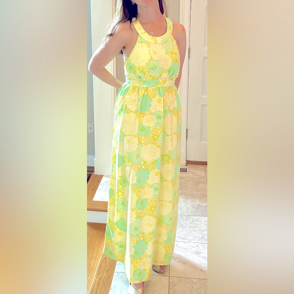 Beautiful! Vintage Lilly Pulitzer “The Lilly” Maxi Dress Size 0-2 Lined 1960’s